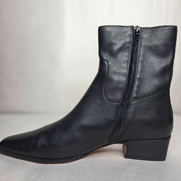 NWT Steve Madden Women's Dusty Block-Heel Black Leather Booties - Picture 6 of 7